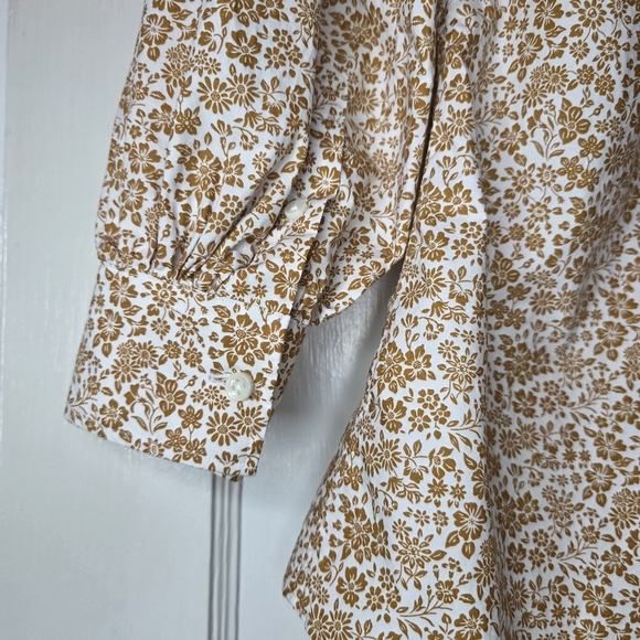 Ann Mashburn 100% Cotton Blouse – Size L - White / Caramel Floral Pattern - Picture 4 of 10